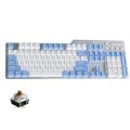 Ajazz AK35I 110 Keys White Light Backlight PBT Keycap Wired Mechanical Keyboard Tea Shaft (Blue Whit