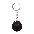 Round Little Tiger Cat Keychain Cartoon Key Ring Ornament(Black)