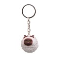 Round Little Tiger Cat Keychain Cartoon Key Ring Ornament(Coffee White)