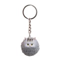 Round Little Tiger Cat Keychain Cartoon Key Ring Ornament(Gray)
