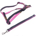 BG-Q1025 Leash+Chest Strap Thickened Strong Denim Pet Dog Leash Set, Size: L(Pink)