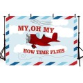 150x100cm Cartoon Small Aircraft Children Birthday Background Cloth