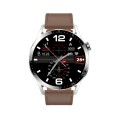 Sports Health Monitoring Waterproof Smart Call Watch With NFC Function, Color: Silver-Brown Leather+