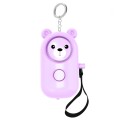 130dB LED Personal Alarm Pull Ring Outdoor Self-defense Products, Specification: Bear Style (Purple)