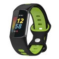 For Fitbit Charge 5 Smart Watch Sports Waterproof Two-Color Silicone Band(Black Green)