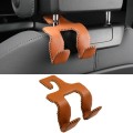 Car Double Hook Stainless Steel Rear Headrest Mobile Phone Holder(Brown)