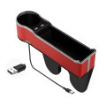 Car Seat Gap Storage Box Multifunctional Mobile Phone USB Charger, Color: Standard Red
