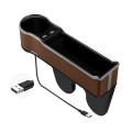 Car Seat Gap Storage Box Multifunctional Mobile Phone USB Charger, Color: Standard Brown