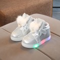 Cartoon Children Shoes Colorful Diamonds With LED Light Light-Up Baby Footwear, Size: 25(Silver)