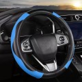38cm Carbon Fiber Elastic Leather Without Inner Ring Car Steering Wheel Cover, Color: Blue