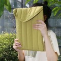 12.9-13.3 inch Flat Cotton Embroidery Inner Bag Lightweight Space Cotton Protective Case(Yellow Gree