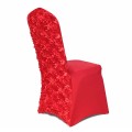 Thickened Rose Stretch Chair Cover Hotel Wedding Banquet Seat Back Cover Decoration(Red)
