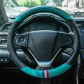 38cm Microfiber Leather Sports Colorful Car Steering Wheel Cover, Color: Green(O Type)