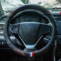 38cm Microfiber Leather Sports Colorful Car Steering Wheel Cover, Color: Brown(O Type)