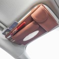 Car Tissue Box Multifunctional Hanging Sun Visor Glasses Card Holder, Model: Brown