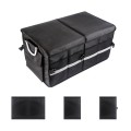 Car Trunk Storage Box Oxford Cloth Folding Organizer With Reflective Strips, Color: Large Black