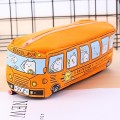 Cartoon Bus Student Stationery Pencil Case Large Capacity Canvas Stationery Box(Orange)