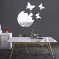 4pcs /Set DIY Acrylic Butterfly Mirror Waterproof Wall Stickers Dining Room Bedroom Decoration(Silve