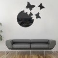 4pcs /Set DIY Acrylic Butterfly Mirror Waterproof Wall Stickers Dining Room Bedroom Decoration(Black