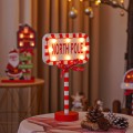 Christmas Street Sign STOP Decorative Lights Wooden Window Atmosphere LED Lights, Style:  NORTH POLE