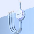 ROMOSS PD100W 3-In-1 Retractable Data Cable Type-C/USB-C To 8 Pin & Type-C & Micro Line 1.1m(Blue)