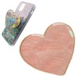 Heart-shape Colorful Shell Pattern Electroplated Airbag Phone Holder, Style: Pink Scallop