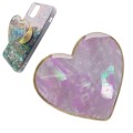 Heart-shape Colorful Shell Pattern Electroplated Airbag Phone Holder, Style: Purple Scallop