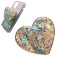 Heart-shape Colorful Shell Pattern Electroplated Airbag Phone Holder, Style: Yellow Abalone