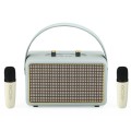 Leather Texture Portable Wooden Home Karaoke Bluetooth Speaker, Color: Gray+Dual-microphone