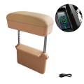 Car Wireless Charging Armrest Box Multifunctional Seat Crack Storage Box, Color: Beige