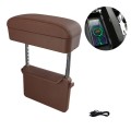 Car Wireless Charging Armrest Box Multifunctional Seat Crack Storage Box, Color: Brown
