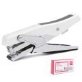 Deli  Labor-saving Stapler NO.12 Handheld Stapler Papers Stapling Machine, Spec: 0329 White With 100