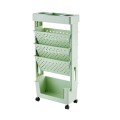 5-layer Movable Trolley Plastic Storage Rack for Student Books Vertical Bookshelves(Green)