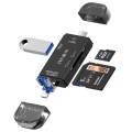 JINGHUA USB2.0 Multi-Function Card Reader SD/TF Dual Card Slot Cell Phone Computer Card Reader(Black