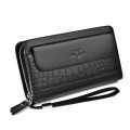 WEIXIER W123 Mens Business Retro Long Clutch Bag Large Capacity Multi-Card Wallet(Black)