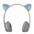 P47M LED Light-emitting Cat Ears Gaming Bluetooth Wireless Headset(Light Grey)