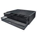 Computer Cooling Height Increase Stand Drawer Type Double Iron Desktop Storage Shelf(Black)
