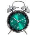 4.5 Inch Electroplated Metal Ring Bell Alarm Clock Quartz Clock With Night Light ?, Style: Green