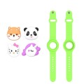 For AirTag Watch Strap Cartoon Cute Anti-lost Device Silicone Protective Cover, Color: Luminous Gre