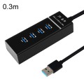 JINGHUA N606A USB3.0 Splitter One To Four Computer HUB Docking Station Connector, Size: 0.3m(Black)