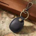 For AirTag Locator Leather Case Access Card with Keychain(Black)