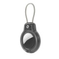 For AirTag Tracker Protective Cover With Metal Lanyard and Lock Three-proof Case(Transparent Black)