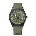 Curren 8437 Casual Men Silicone Strap Quartz Watch with Calendar, Color: Black Shell Green