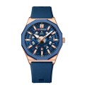Curren 8437 Casual Men Silicone Strap Quartz Watch with Calendar, Color: Rose Blue Blue