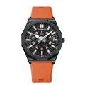 Curren 8437 Casual Men Silicone Strap Quartz Watch with Calendar, Color: Black Shell Black Orange St