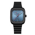 Curren 8460 Casual Steel Strap Square Men Quartz Watch, Color: Black Shell Blue