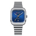 Curren 8460 Casual Steel Strap Square Men Quartz Watch, Color: White Shell Blue
