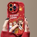 For iPhone 15 Pro Puffy Phone Case Princess Please Fortune God Of Wealth Drop-Proof Phone Case(Red)