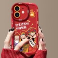 For iPhone 12 Puffy Phone Case Princess Please Fortune God Of Wealth Drop-Proof Phone Case(Red)