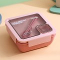 Square Microwaveable Lunch Box Hermetic Bento Box with Spoon Chopsticks(Pink)